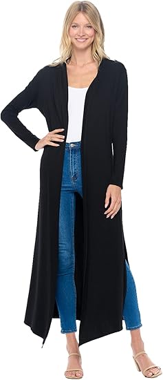 Isaac Liev Women's Maxi Cardigan for Casual Long Flowy Style