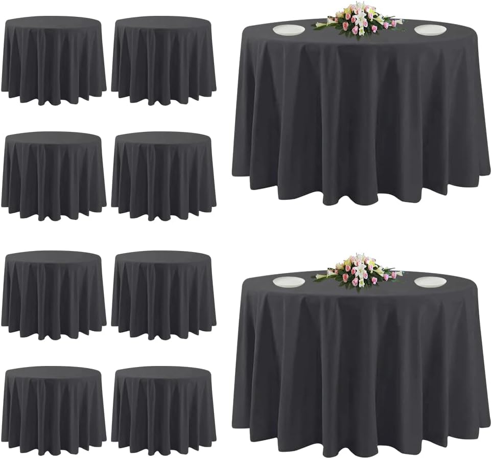 10 Pack Black Round Tablecloths for Elegant Dining Events