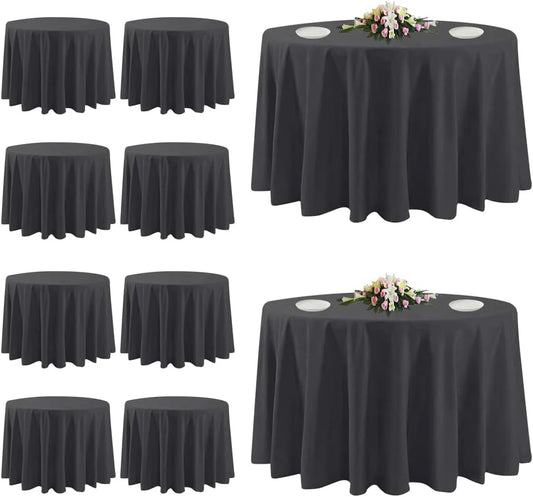 10 Pack Black Round Tablecloths for Elegant Dining Events