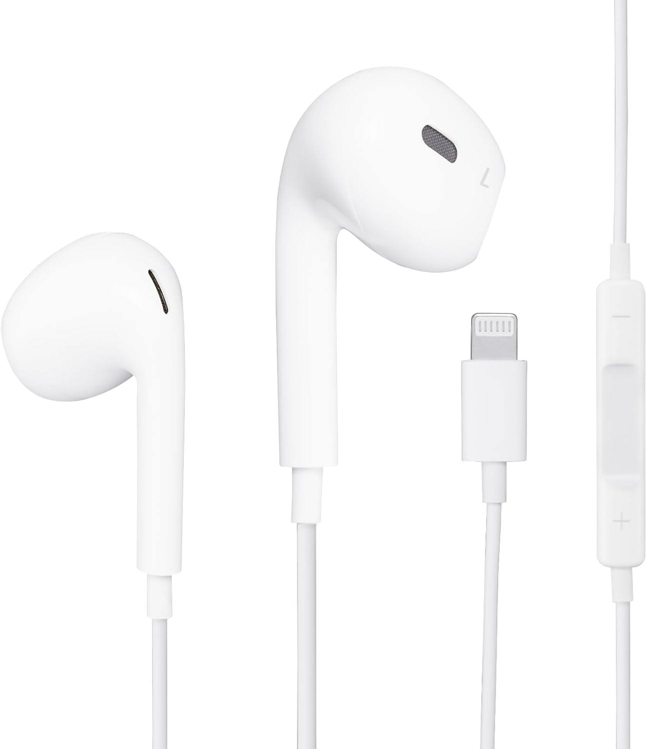 REBENUO Wired Earbuds - Mic & Volume Control, iPhone Compatible, White
