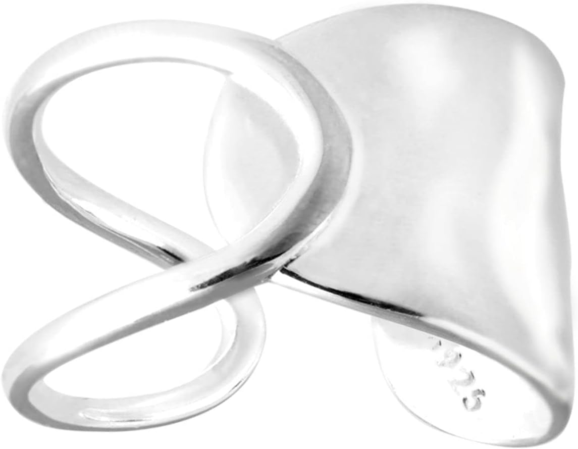925 Sterling Silver Dainty Wide Ring for Women and Teen Girls