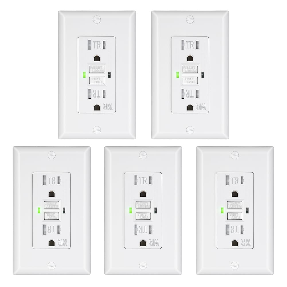 DEWENWILS 5-Pack GFCI Outlet 15Amp for Outdoor Safety Use
