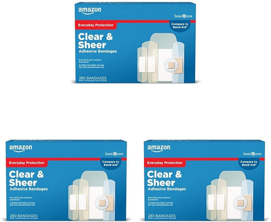 Sheer and Clear Adhesive Bandages Family Variety Pack 280 Count