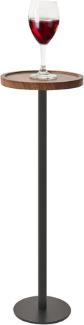 Compact Metal Base Side Table for Small Spaces - Brown/Black