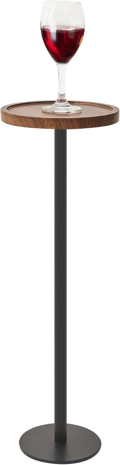 Compact Metal Base Side Table for Small Spaces - Brown/Black