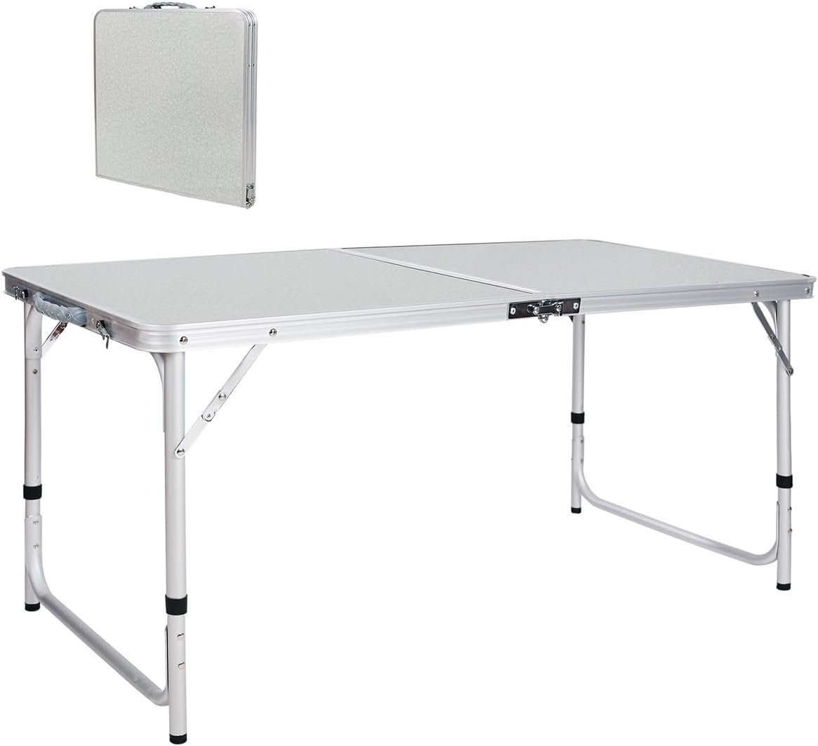 REDCAMP Folding Camping Table - Portable 4ft Adjustable Height