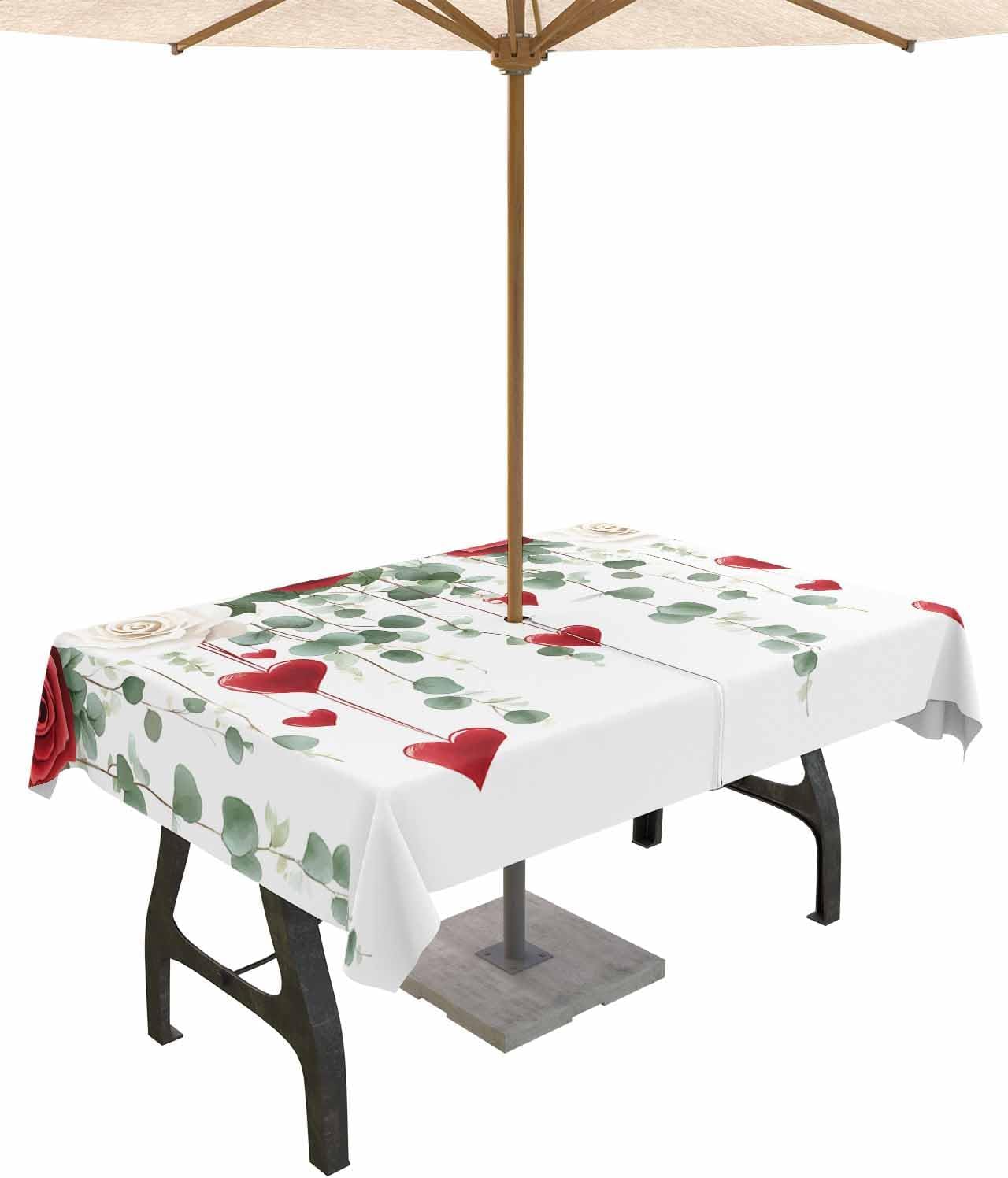 Waterproof Valentine's Day Tablecloth 60x102 - Love Heart Design