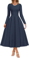 Women's Long Sleeve Midi Dress by ZESICA for Stylish Occasions