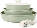 KIKCOIN Ceramic Nonstick Pots and Pans Set - Detachable Handle