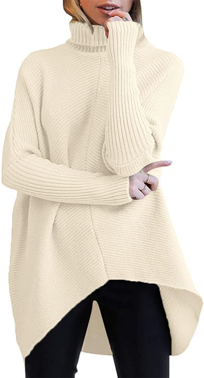 Oversized Turtleneck Batwing Sweater for Cozy Fall Outfits