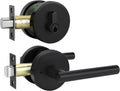 Matte Black Door Handle Set with Deadbolt - Heavy Duty Privacy Lock