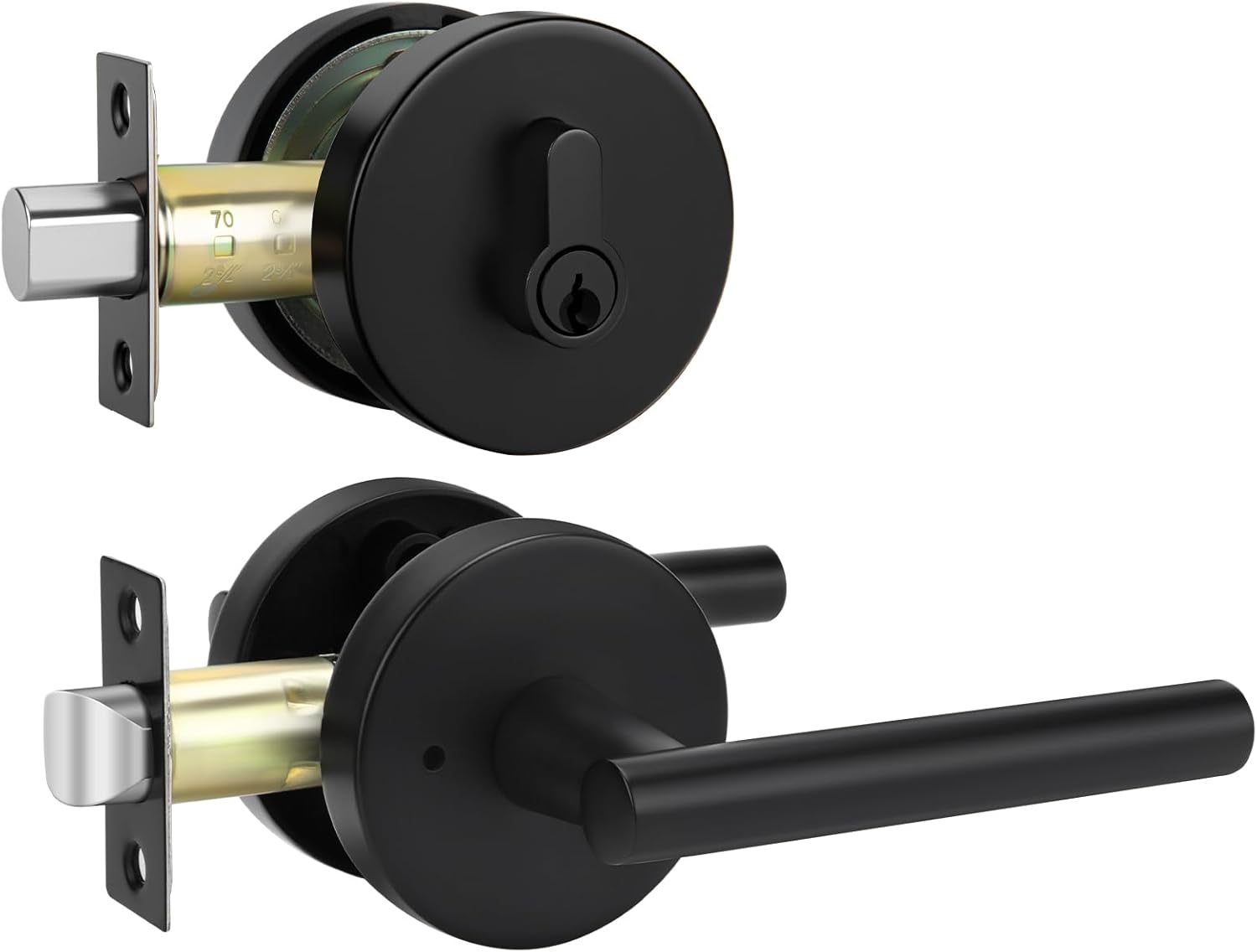 Goldenwarm Black Door Handle Set with Deadbolt for Security