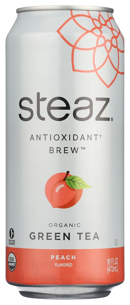 Steaz Organic Lightly Sweetened Iced Green Tea, Peach Flavor