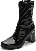 Women's Go Go Mid Calf Block Heel Zipper Boots - Classic Black
