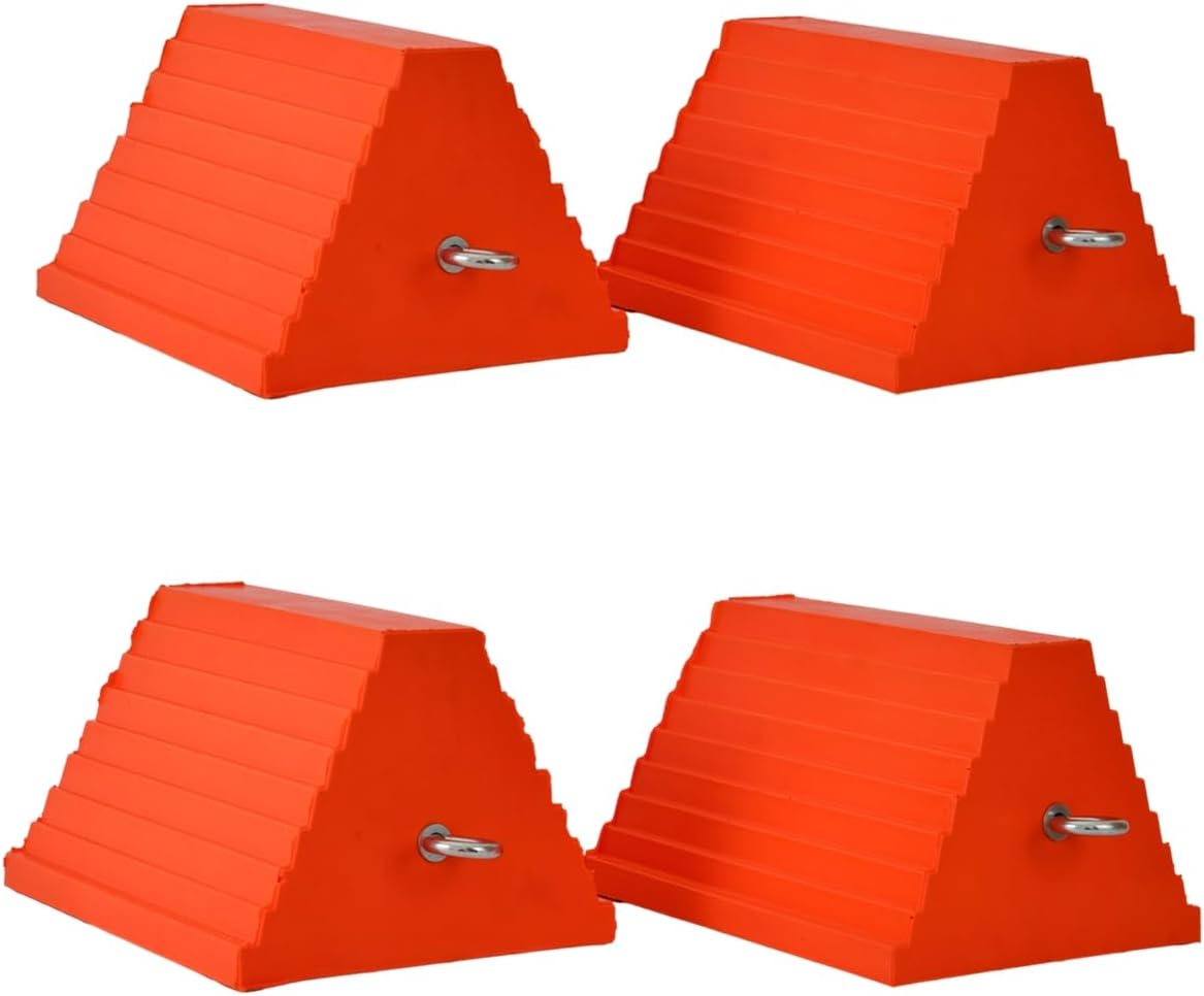 Heavy Duty Wheel Chocks for Trailers, RVs, and Trucks - 4 Pack