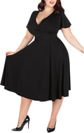 Nemidor Plus Size Midi Dress for Curvy Women - Flattering VNeck Fit