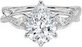1-3 CT Moissanite Engagement Ring - Pear Cut 3 CT Center