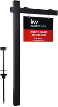 Vinyl PVC 6-Ft Black Real Estate Sign Post with 47in Arm - Durable
