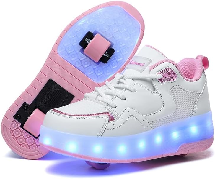 Wooowyet LED Roller Skate Shoes for Kids with Light Up Wheels