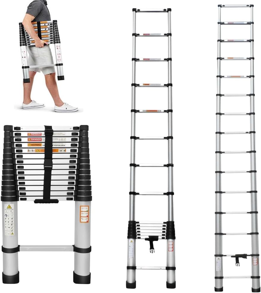 Aluminum Telescoping Ladder 14.4FT with 330lbs Capacity