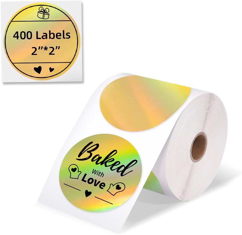 Memoking Gold Holographic Thermal Labels - 400 Stickers!