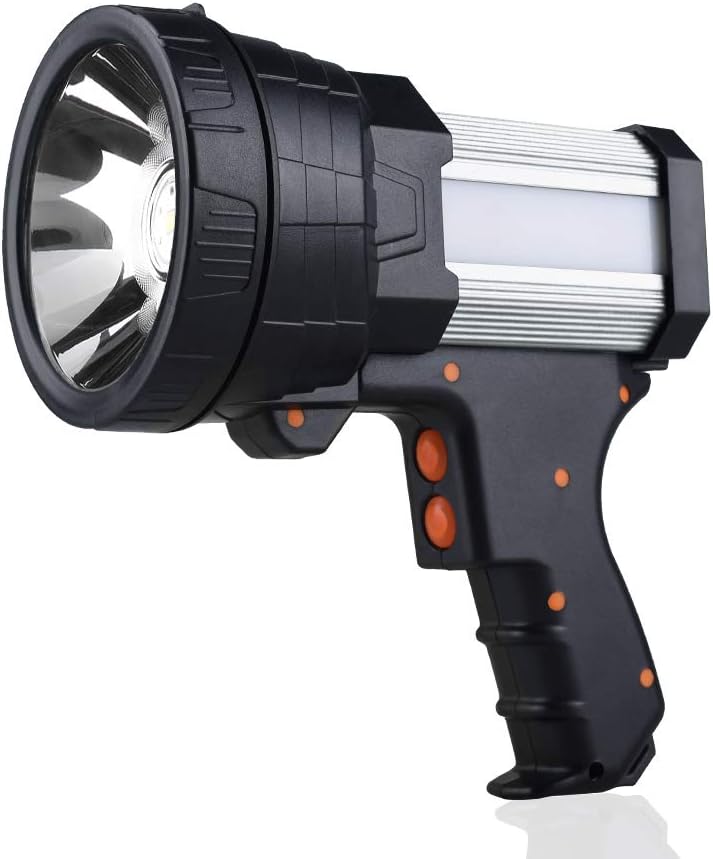 YIERBLUE Rechargeable Spotlight: Super Bright 99,000 Lumen LED