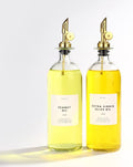 Oil and Vinegar Dispenser Set - Minimalist 500ml Glass Bottles