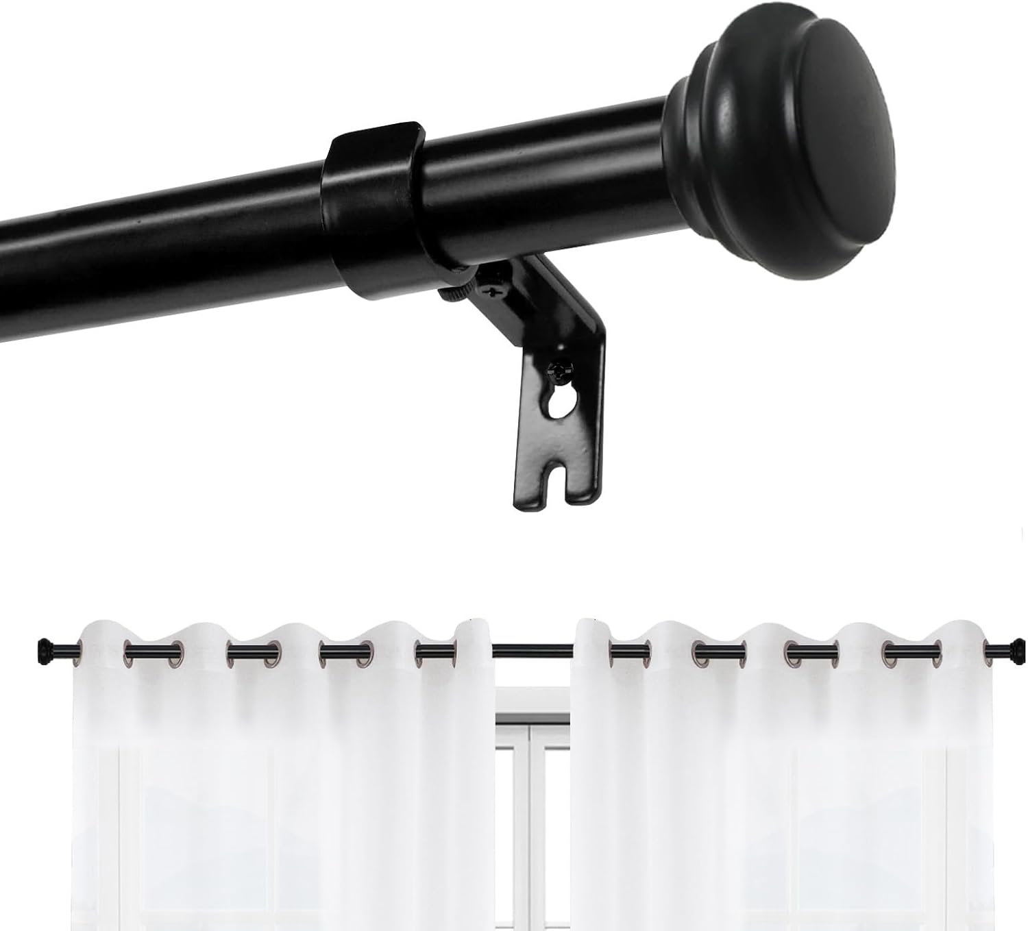 Adjustable 32-120 Window Curtain Rod with Stylish Aluminium Finials by Joydeco
