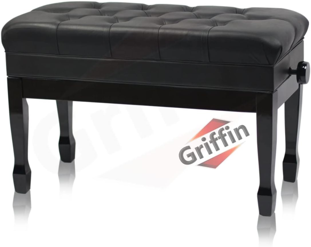 Griffin Piano Bench with Genuine Leather for Duet Use