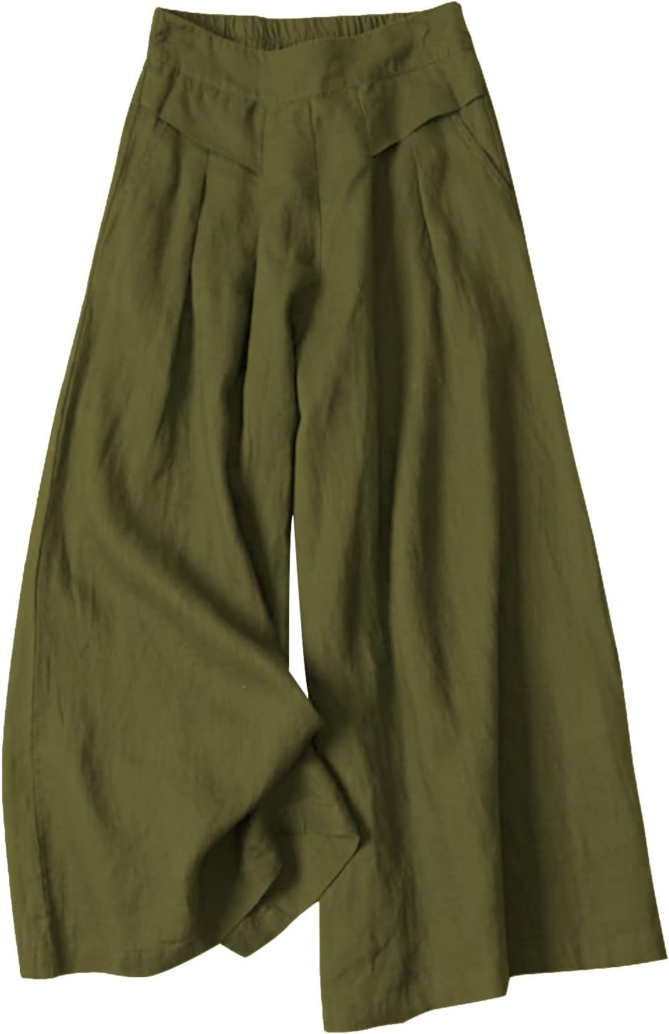 Gihuo Women's Culottes Linen Blend Wide Leg Pants for Summer
