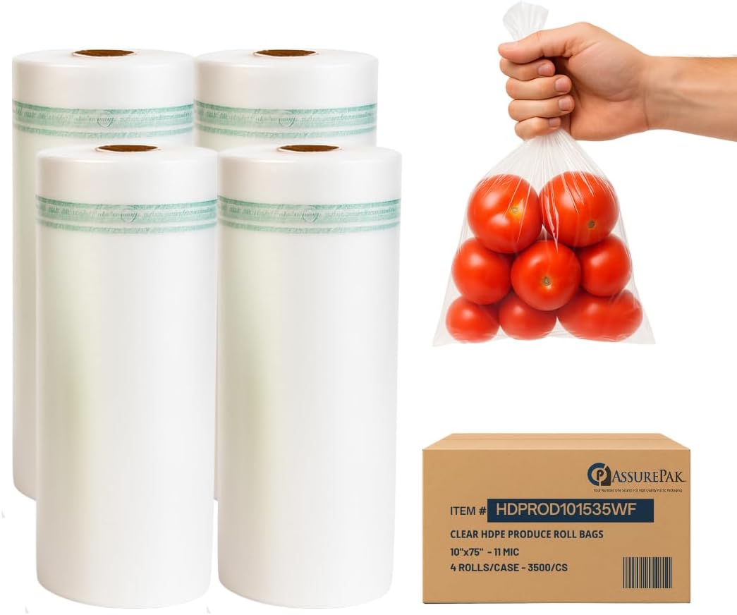 Plastic Bag-Clear HDPE Produce Rolls - 3500 Bags for All Needs