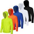5 Pack Men's UPF 50+ Sun Protection Hoodie Shirts - Quick Dry