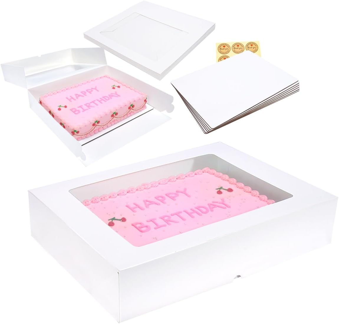 6 Pack Auto-Popup Large Rectangle Cake Boxes for Pastry Baking