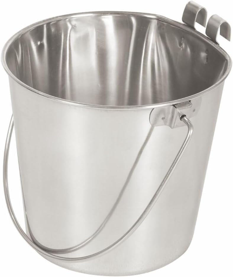 9 Quart Stainless Steel Bucket with Dual Hook for Pet Care