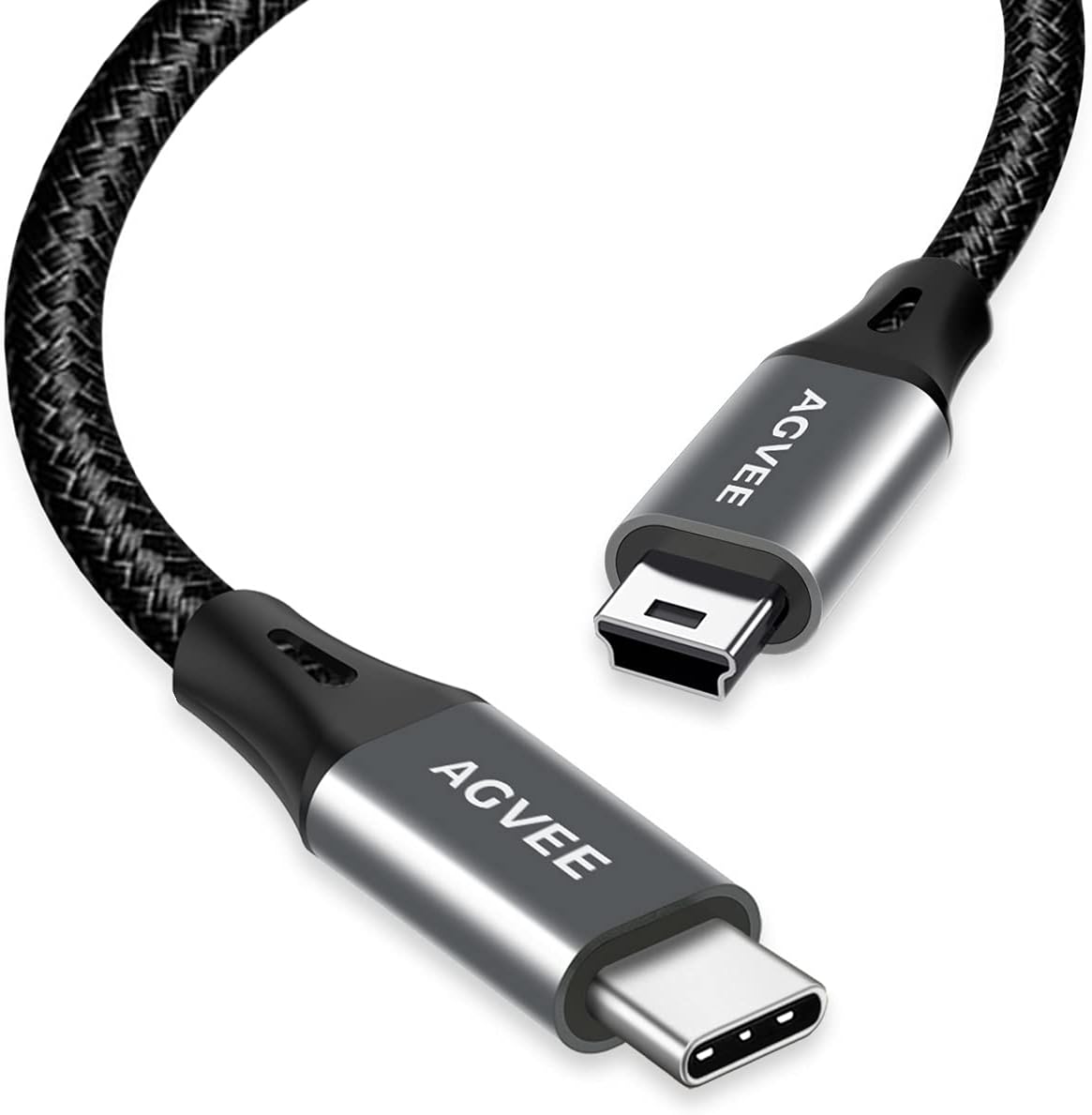 AGVEE 1ft USB-C to Mini USB Cable - Fast Charging for Multiple Devices