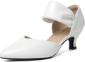 Kitten Heels for Women Closed Toe Pumps - Comfortable White 2.4in