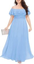 Pinup Fashion Women's Light Blue Bridesmaid Chiffon Maxi Dress