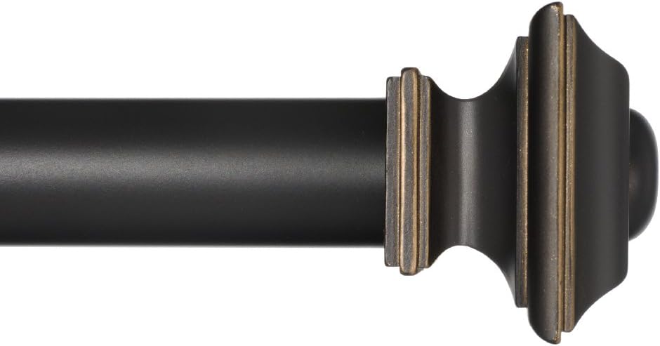 Ivilon Window Treatment Curtain Rod with Square Finials, 72-144 in