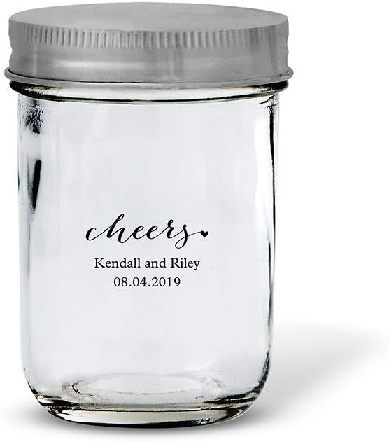 Personalized 8oz Mason Jar Drinking Glass with Lid - 108 Pack