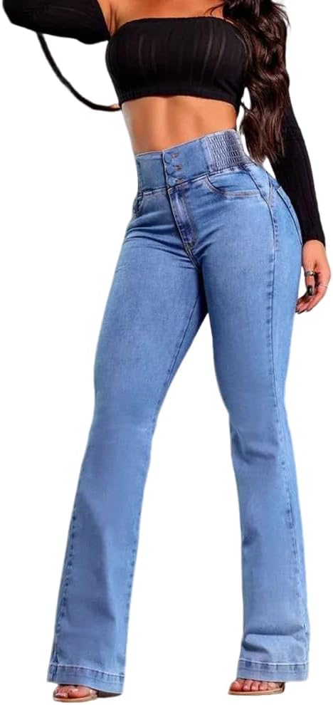 High Waisted Stretchy Bootcut Jeans for Women - Chic Fit