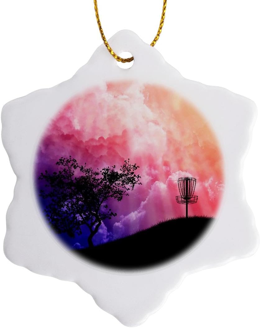 3D Rose Frisbee Disc Golf Basket Snowflake Ornament