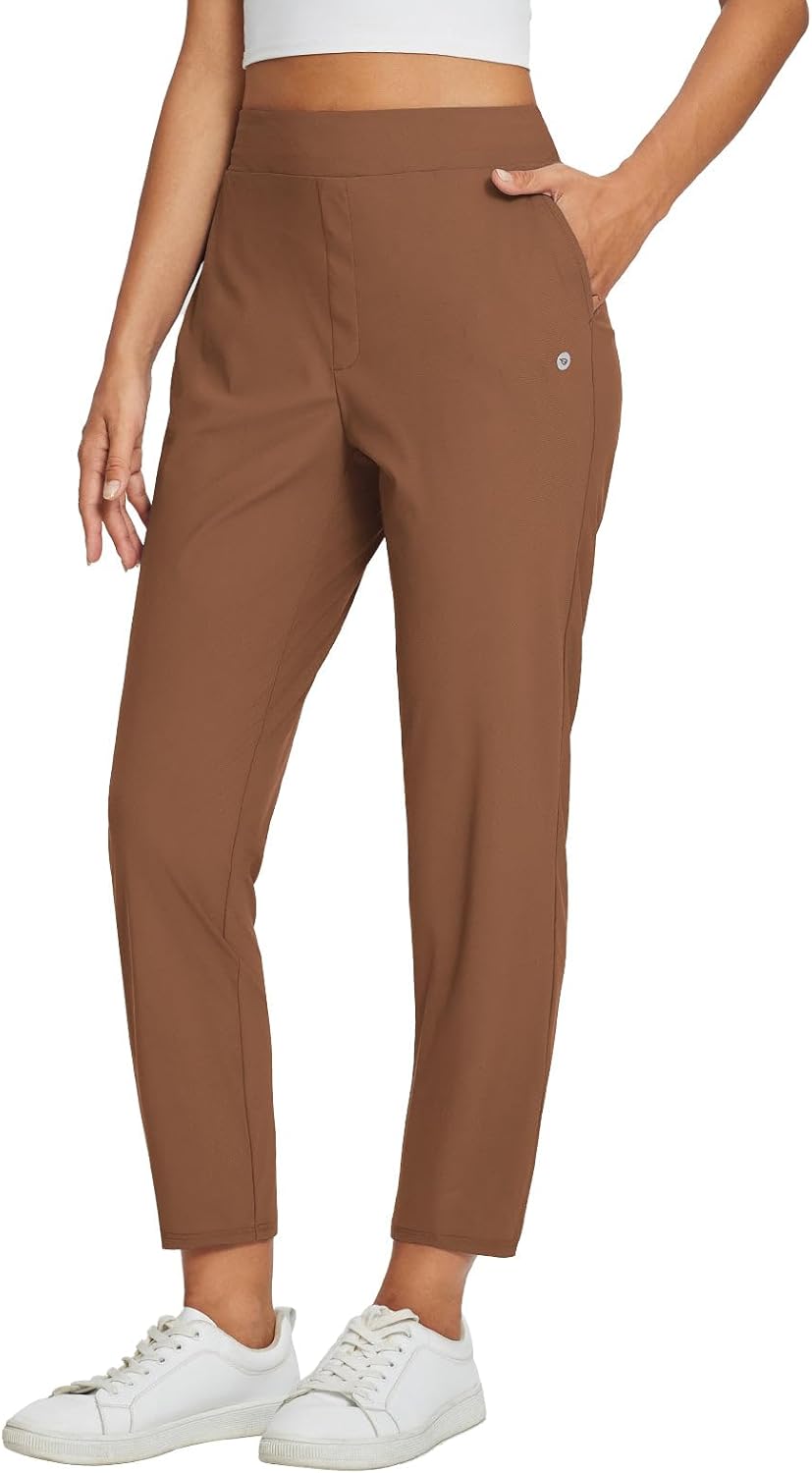 Lightweight Stretch Travel Pants for Women with Zipper Pockets