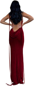 Womens Summer Backless Bodycon Dress Halter Cowl Neck Slip - Sleek our