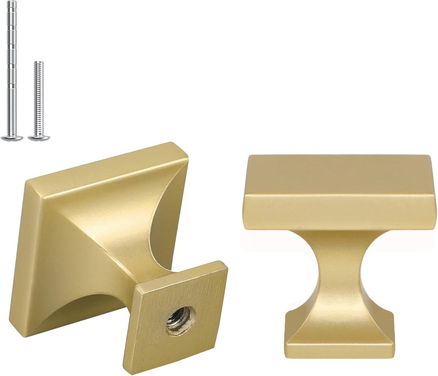 Haliwu Gold Cabinet Knobs 15 Pack Brushed Brass Square Design