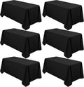 6 Pack Black Polyester Tablecloth 90 x 156 in - Wrinkle Resistant