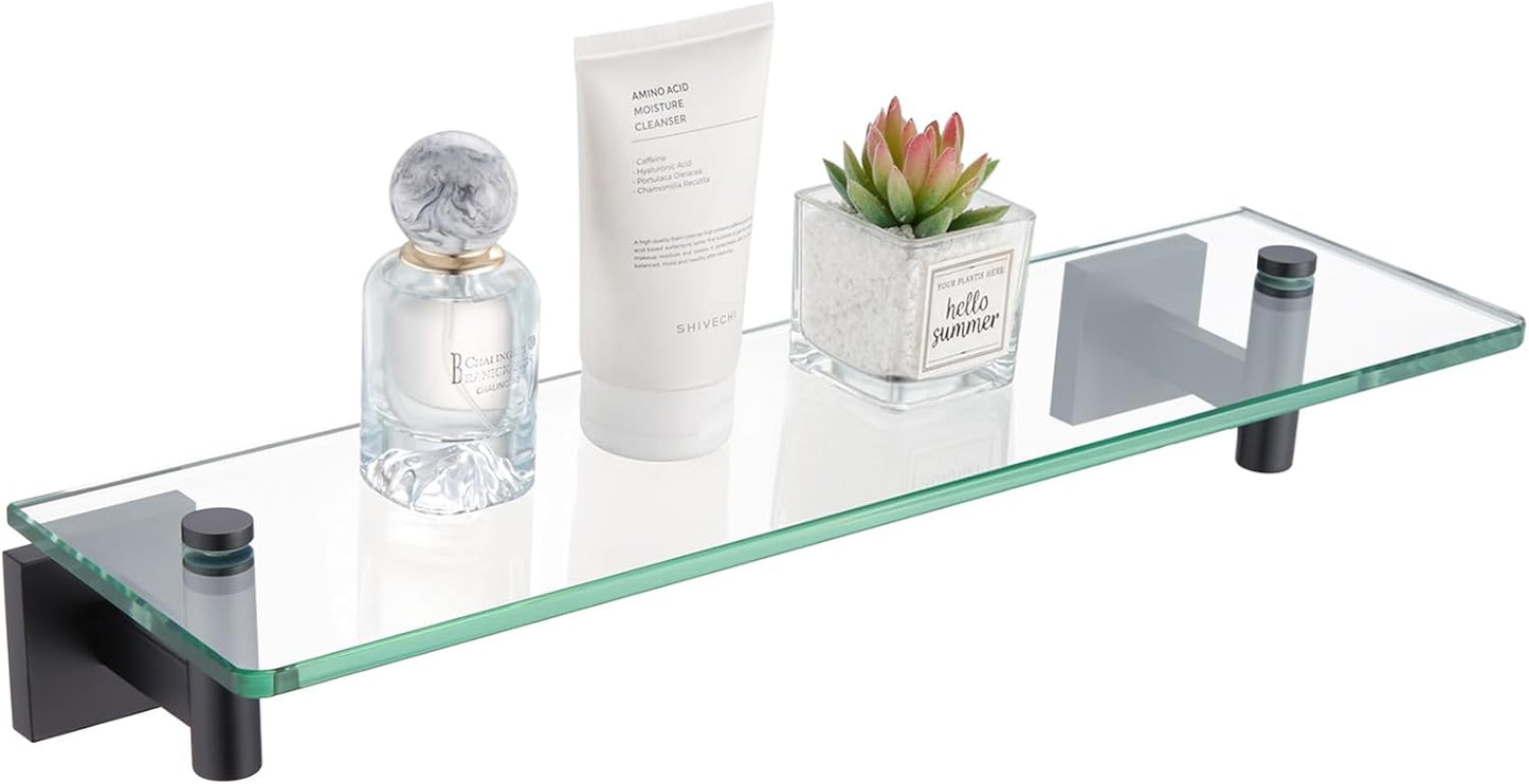 KOKOSIRI Bathroom Shelves Glass Floating Shelf 16-Inch