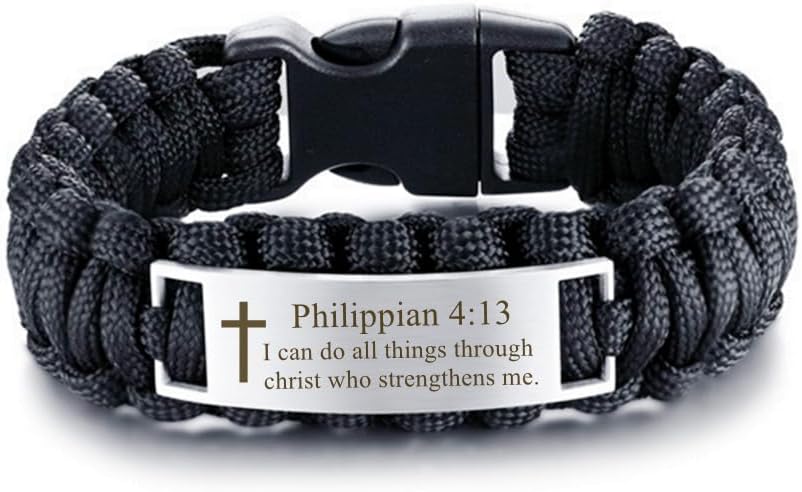 Stainless Steel Bible Verse Bracelet for Strength