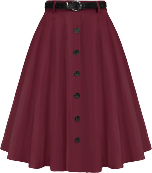 Belle Poque Women's Vintage High Waist A-Line Midi Skirt Review