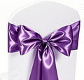 Purple Chair Sashes 50 Pack - Satin Chair Bows for Events