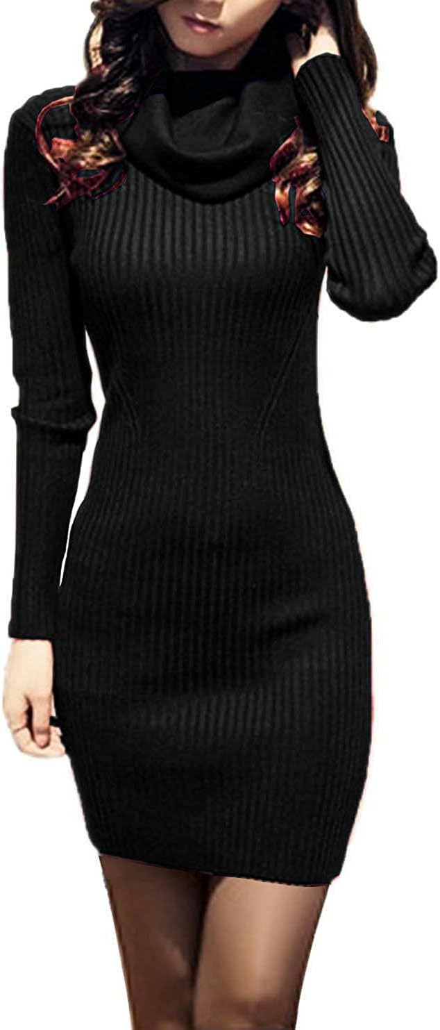 v28 Sweater Dress for Women - Sexy Cowl Neck Bodycon Style